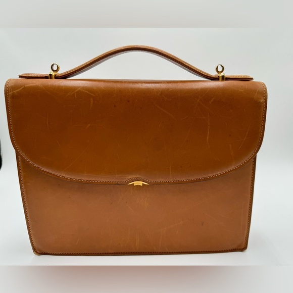 Gucci-Authentic-Vintage All Leather 2 Way Handbag Camel - Picture 1 of 13